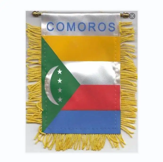 Mini Bandera de Comoras personalizada de alta calidad, pancarta de ventana de 4 "x 6" con ventosa