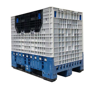 Almacén industrial duradero de alta resistencia, almacenamiento apilable, contenedor de palés a granel plegable, caja de palés de plástico HDPE grande con tapa - Product Image 1