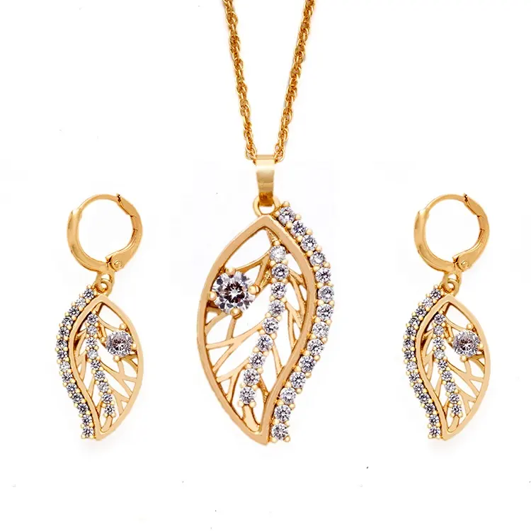 Set di gioielli da sposa placcati in oro Fine 18 carati di moda set di gioielli da sposa da donna Dubai