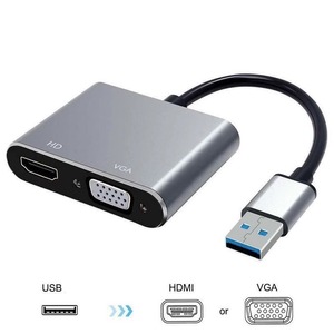 Adaptador USB 3,0 a HD MI + VGA para computadora de escritorio, computadora portátil para monitorear, Conector de proyector de TV + Audio 3,5 - Product Image 3