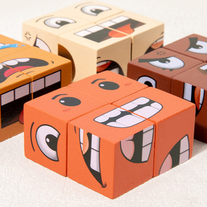 Il cubo interattivo di espressione della battaglia in legno che costruisce la verità educativa dei nuovi bambini osa cambiare il viso - Product Image 1