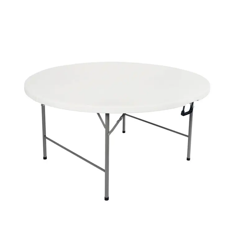 Table pliante blanche en plastique pour fête, jardin, camping, en plein air, HDPE, pour événements de mariage, 4 pieds