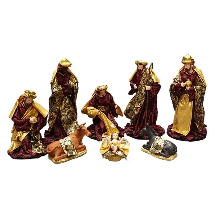 שרף קרפט חג המולד דמויות מרי יוסף תינוק ישו עיצוב הבית דתי פסל צלמיות המולד Scene