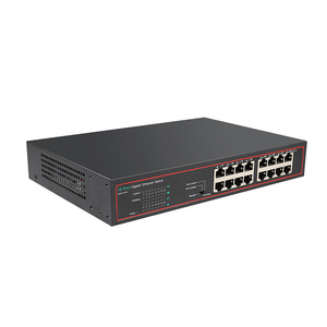 16พอร์ตกิกะบิตสวิตช์32Gbps L2 10/100/1000 Mpbs เครือข่าย PoE Switch VLAN รองรับ