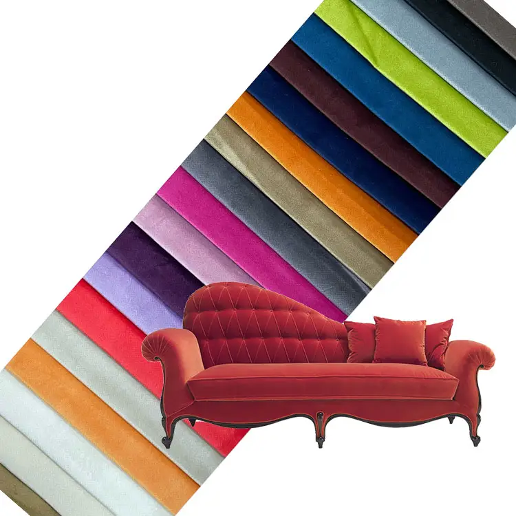 Muestra gratis HL001 decoración del hogar poliéster tapicería Holanda terciopelo tela impresa terciopelo tela para sofá