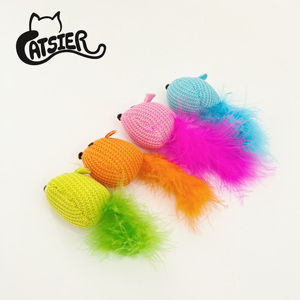 Manufacture Wholesale Colorful <strong>Catnip</strong> Mice Toy with Feather Cat Toy - Product Image 3