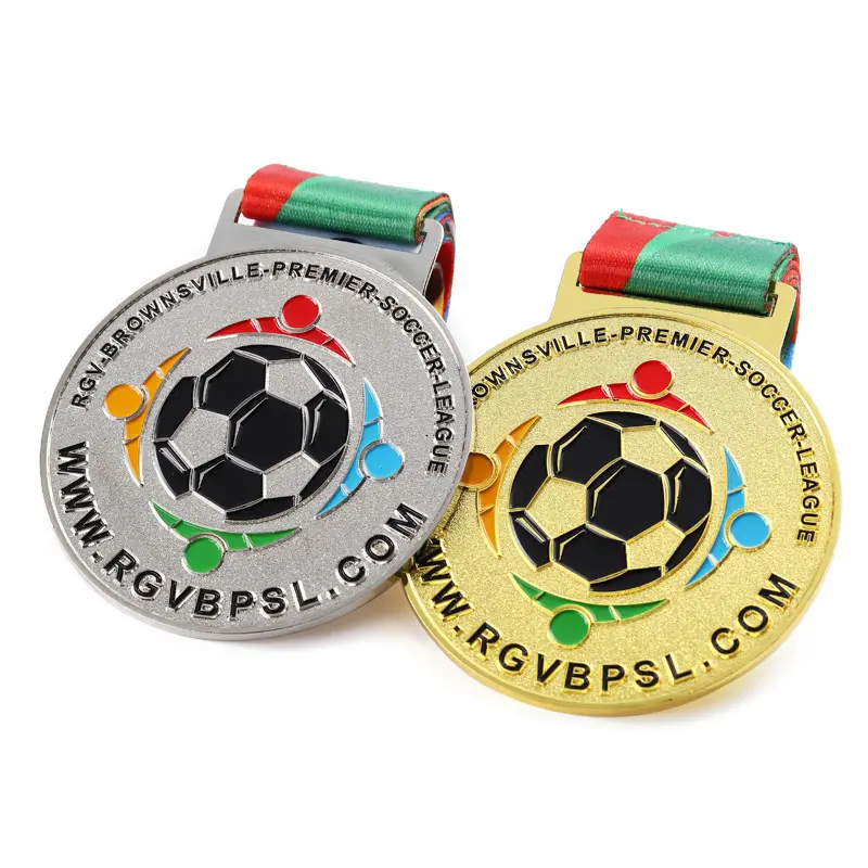 Medalla de fútbol de esmalte suave en blanco Premio de Oro carrera redonda bonita de Metal personalizada para niños, medallas de fútbol compatibles con pedidos por lotes pequeños