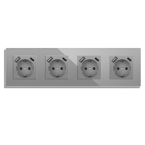 2025 nuevo estilo Panel de vidrio WIFI USB TIPO A/C inteligente con interruptor 5 pines enchufe multifunción