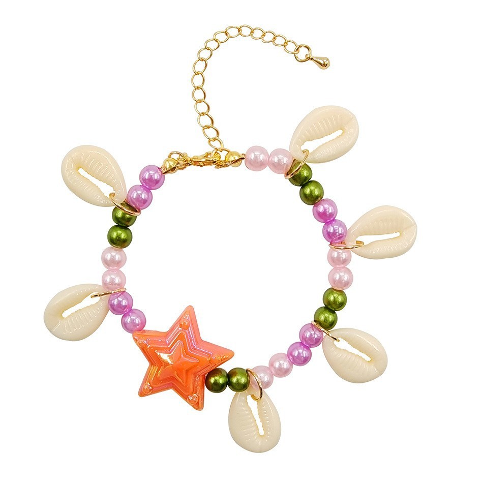 Star anklet white purple