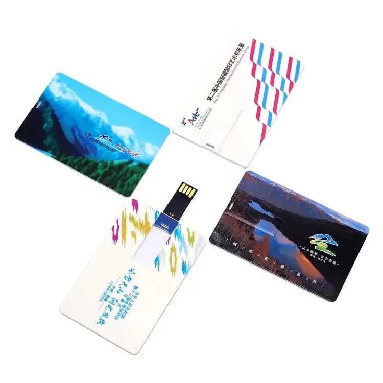 명함 USB 2.0 풀 컬러 인쇄 인기있는 선물 광고 8Gb 128Gb 플라스틱 Pendrive 16Gb 신용 카드 USB 플래시 드라이브