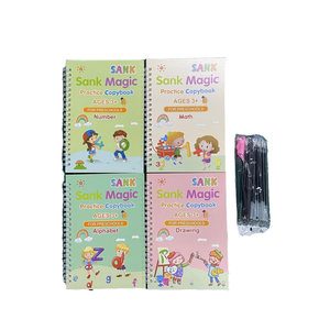 Libro DE TRABAJO DE Control de pluma de trazado de impresión para niños, cuaderno de práctica de caligrafía en inglés reutilizable, libro de escritura a mano para niños - Product Image 1