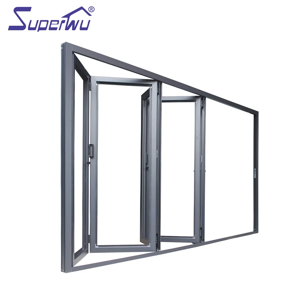 USA Commercial Residential Lowes Glass Aluminum Bi Folding Accordion Bifold Sliding Exterior Door With Locks