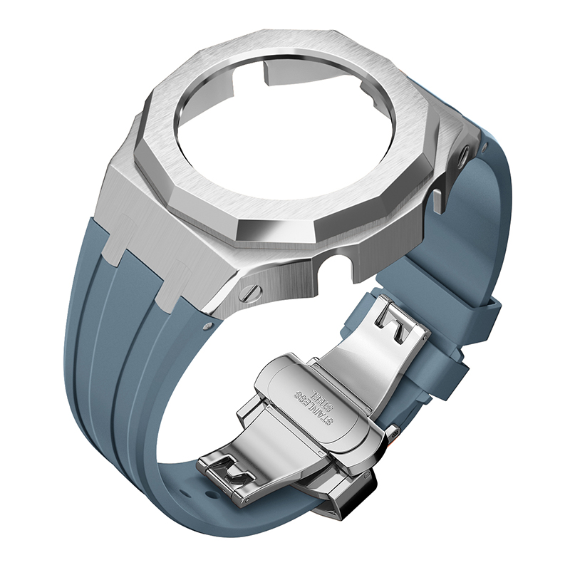 Boîtier argenté - Bracelet gris