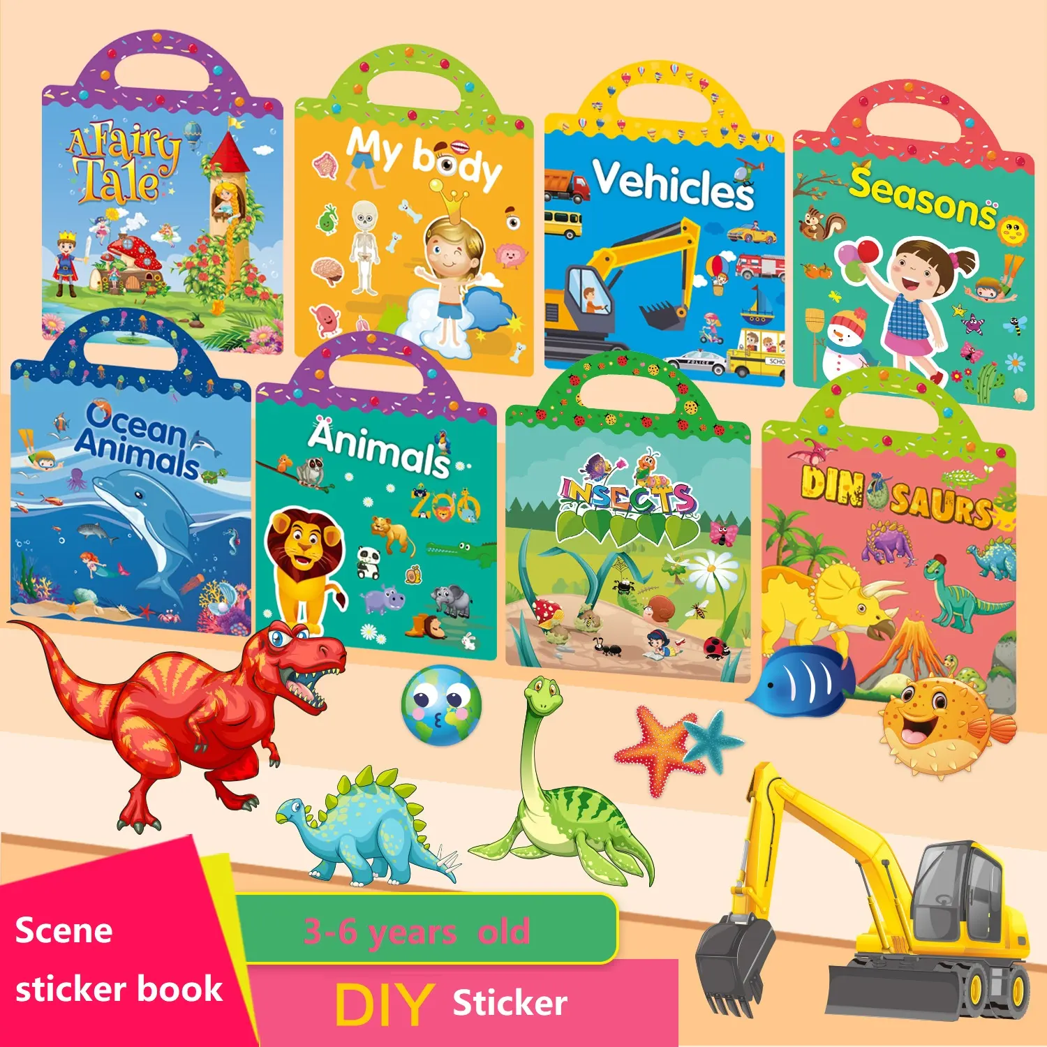 custom printing service 15 designs sticker book for kids 2-4 Preschool Education Learning Toy reusable sticker book