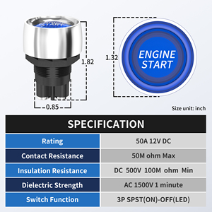 Interruttore di accensione Push Start 12V 50A (ON)-OFF interruttore a pulsante Starter interruttore di avviamento motore per auto impermeabile per auto - Product Image 2