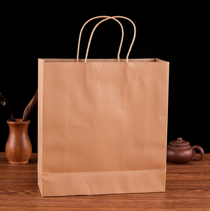 Moda geri dönüştürülebilir gıda kendi logonuzla Kraft kağıt bakkal alışveriş çantası götürmek - Product Image 2