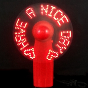 Precio de fábrica de alta calidad Led mensaje intermitente ventilador de mano de plástico para regalo de promoción Mini ventilador