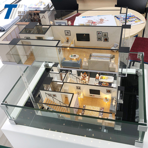 Modelo de construção miniatura da arquitetura, mesa holográfica 3d