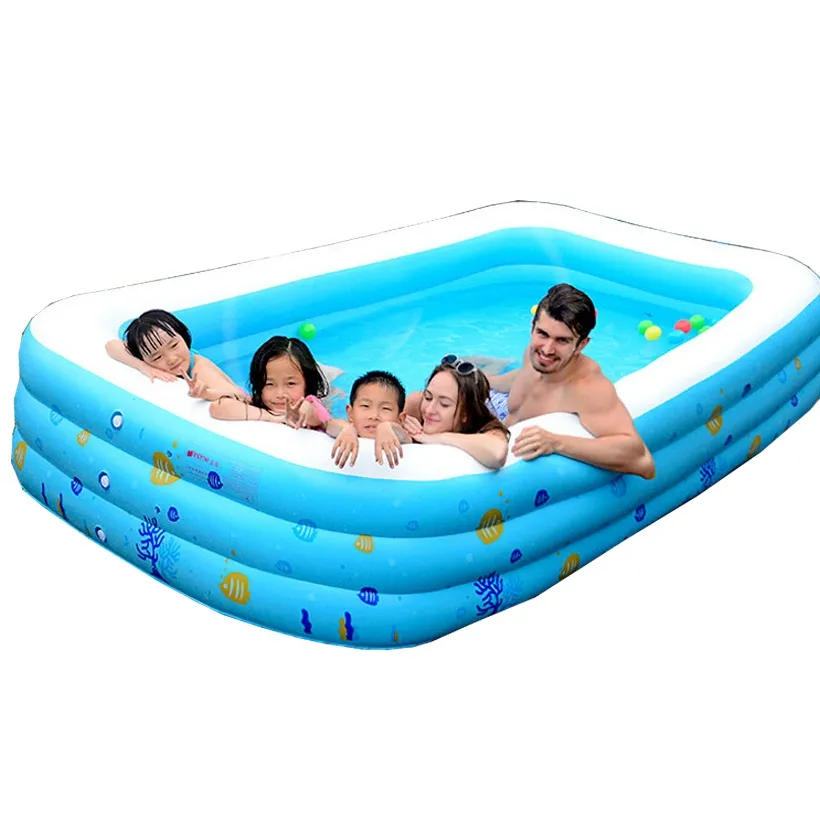 Dikdörtgen kalın PVC aile yetişkinler çocuklar şişme yüzme havuzları yaz partisi için