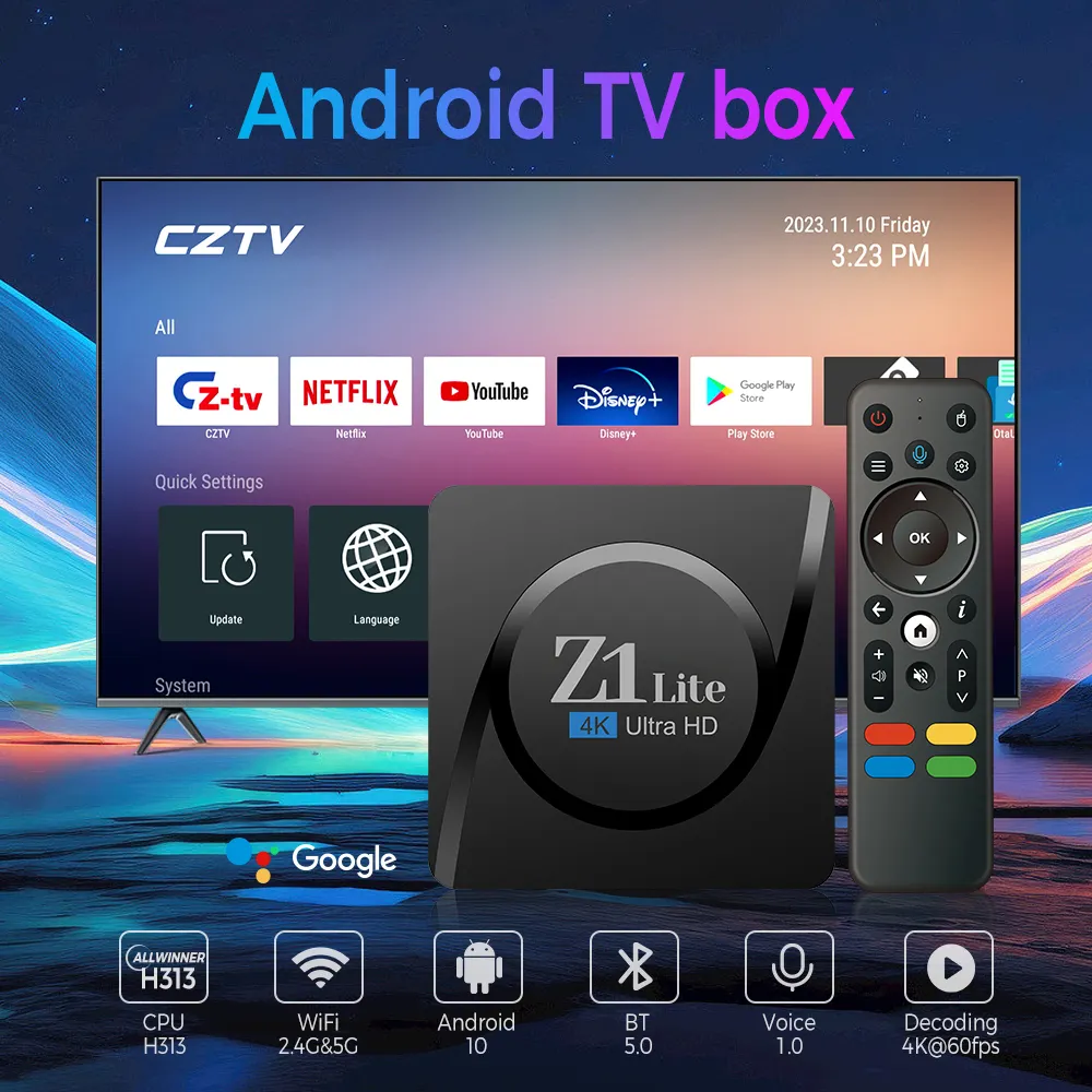 2024 Suministro de fábrica Diseño de alta calidad Z1 SE Tv Box Android 4K Player Set Top Tv Box 5G 2,4G WiFi Mejor Android TV Bo