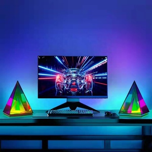 新しいスタイルの金属ベースアクリルテーブルランプピラミッド形状RGB装飾ライトホームオフィス装飾用のカラフルなムードマジックライト - Product Image 6