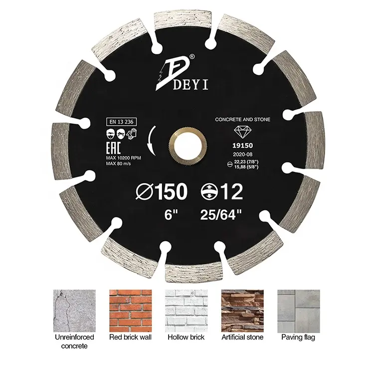 DEYI — lame circulaire en diamant segmenté universelle, 150mm, pour couper la pierre, le béton, le granit