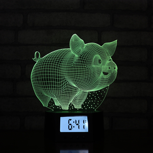 Multifunzione Smart Home Lights lampada Base orologio 7 colori LED telecomando luce notturna - Product Image 4