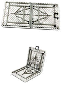 Meja Lipat Plastik Putih Portabel 4ft yang Tahan Lama dengan Desain Lipat Setengah untuk Makan di Luar Ruangan dan Acara - Product Image 5