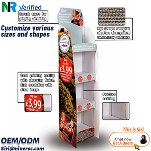 Estante de exhibición de mostrador de piso de cartón Karton Pdq caja de exhibición Pos Pop Mart soporte de exhibición de cartón de papel con gancho