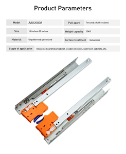 Two-Section Side-Mounted Damping <strong>Slide</strong> Cabinet <strong>Drawer</strong> Hidden Track with <strong>Guide</strong> <strong>Rail</strong> for Kitchen Hall or Bathroom Use - Product Image 2