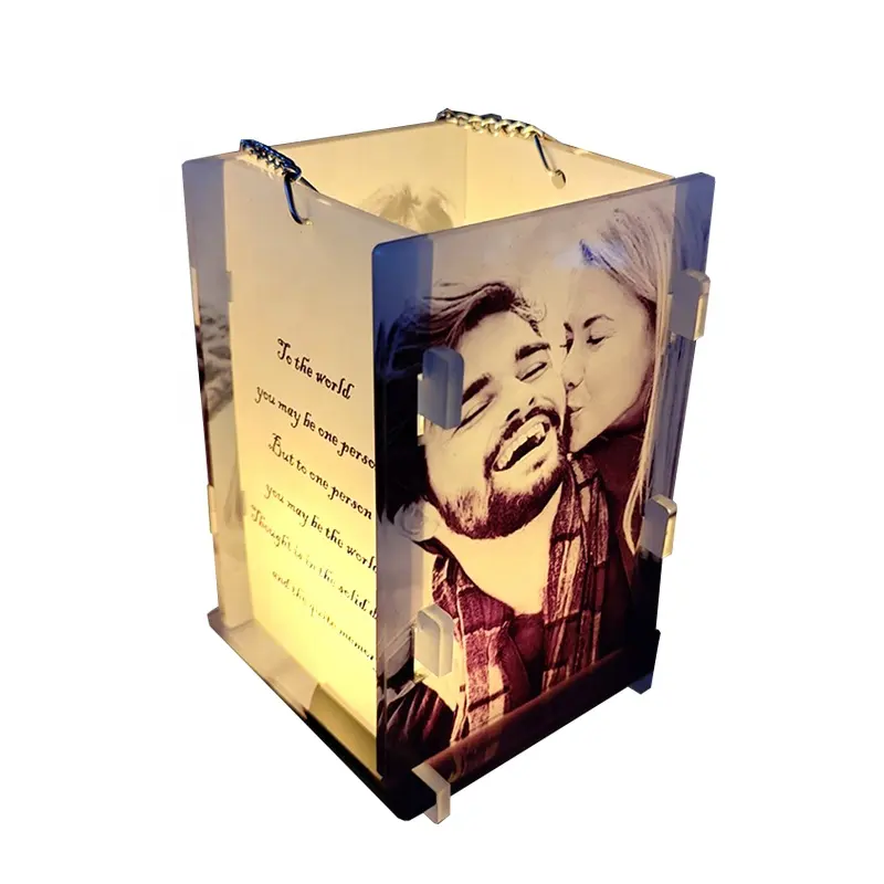 2023 New Customized Logo Printable Memorial Candle Lantern Hanging Lantern Sublimation Blank Acrylic Lantern