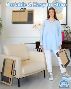202506 Wooden Portable Large Laptop Desk for Bed up to 17 in <strong>Lap</strong> <strong>Table</strong> with Wrist Rest Mouse Pad Tablet Phone Slot - Product Image 5