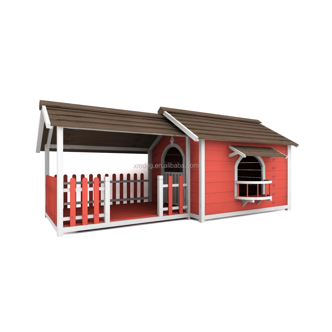 Indoor/Outdoor Wooden Dog Kennel House With porch-Fir Wood