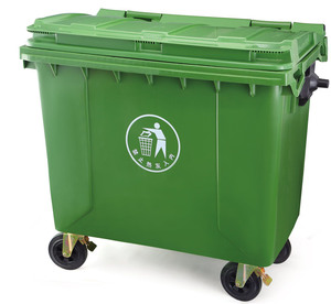 Contenedor de basura de PP de alta resistencia, cubo de basura de gran capacidad de 600L con tapa y ruedas para cubo de basura, cubo de basura que se puede colgar en el coche - Product Image 1