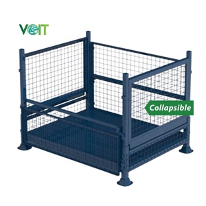 Contenedor de palés de malla de alambre soldada apilable de metal plegable - Product Image 2