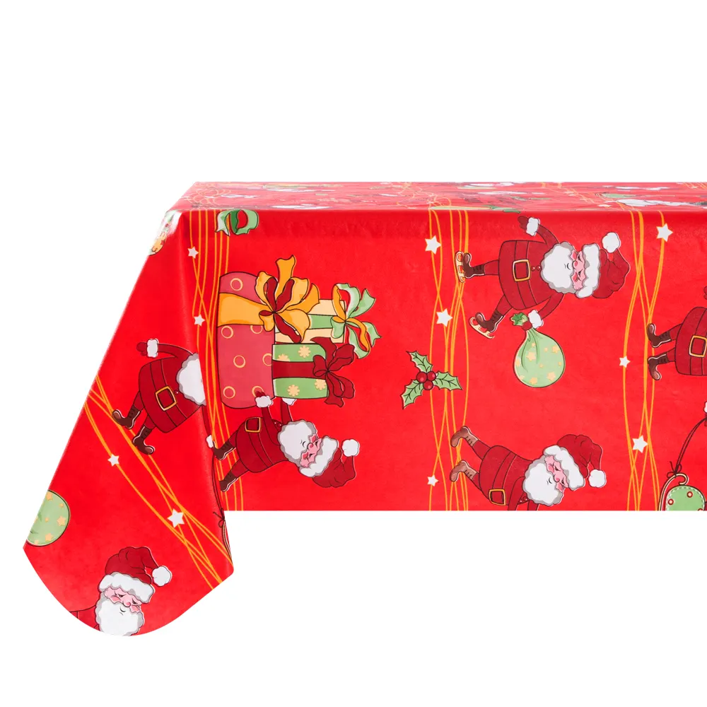 Preço competitivo Red Christmas Design Table Clothes Plastic Table Cover