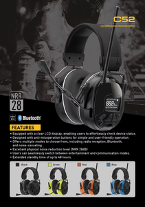 C52 FM Đài phát thanh không dây sạc điện tử earmuff công nghiệp giảm tiếng ồn Tai defenders cho công nhân - Product Image 6