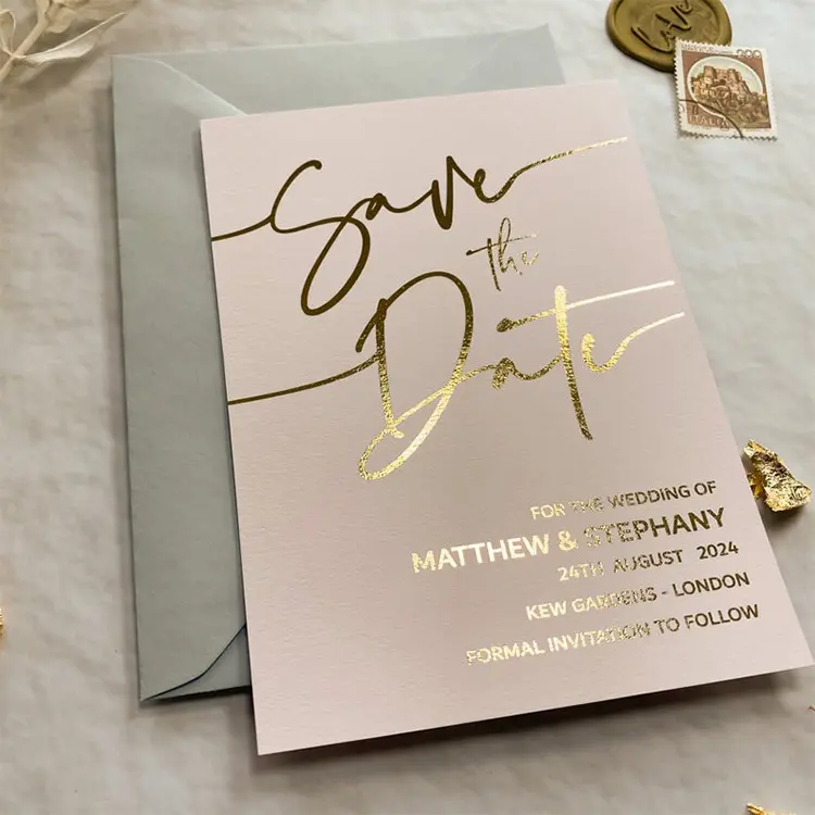 Convites de casamento rosa blush design minimalista, barato preço convite casamento cartão de convite