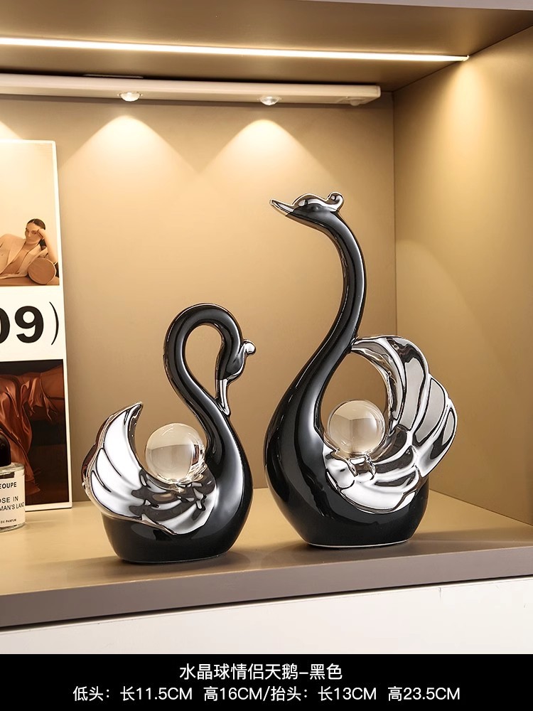 Par de cisnes pareja bola de cristal