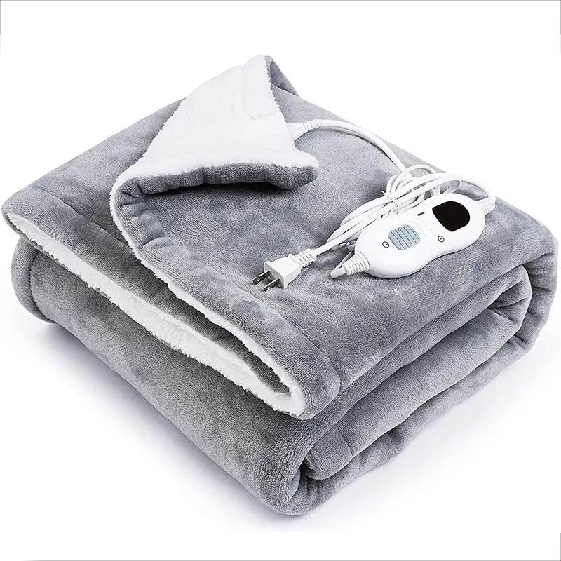 Electric heated blanket queen size electric heated washable soft fleece blanket