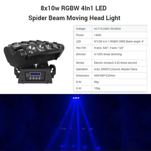 Luz de haz de araña con cabezal móvil de 200W, fuente LED RGBW, 12W, controlado por DMX para DJ, fiestas de Club nocturno, cuerpo de aluminio - Product Image 3