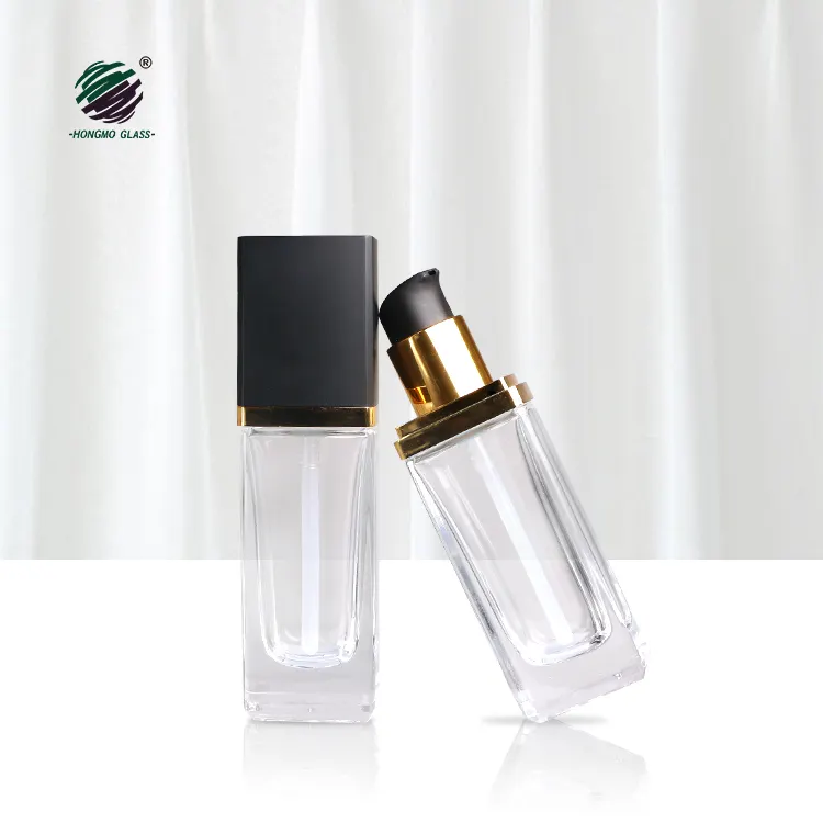 30ml clear Glass Jar Luxury Glass Lotion Bottle with Cap For Skin Care Cream Packaging