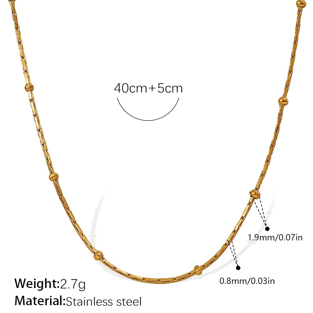 Or 0.8mm marteau carré perle chaîne