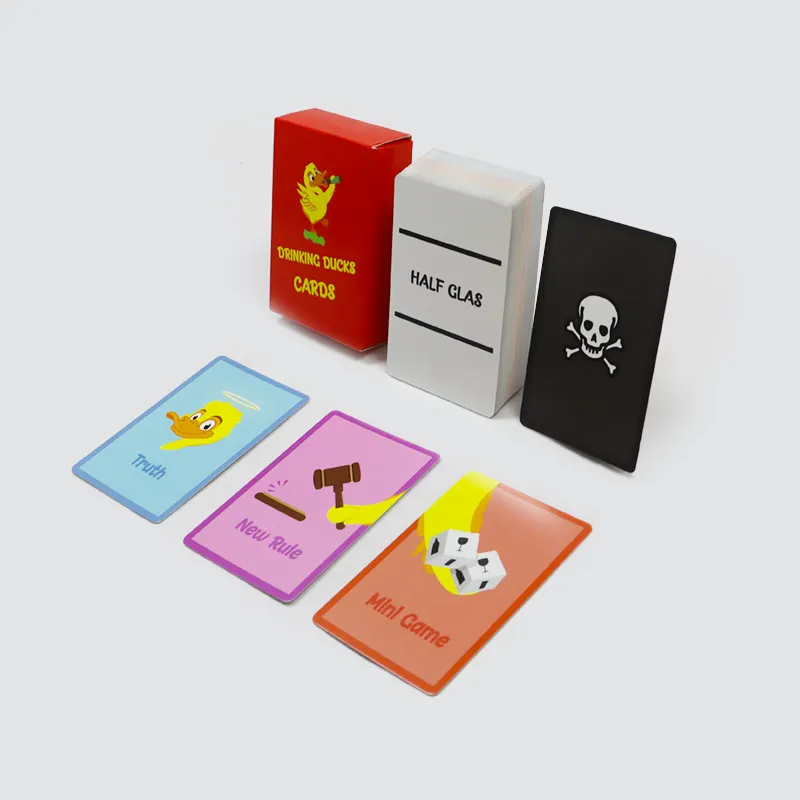 Cetakan desain kartu minum bebek Lucu permainan pabrik dicetak buatan merah kuis pesta kartu permainan untuk dewasa