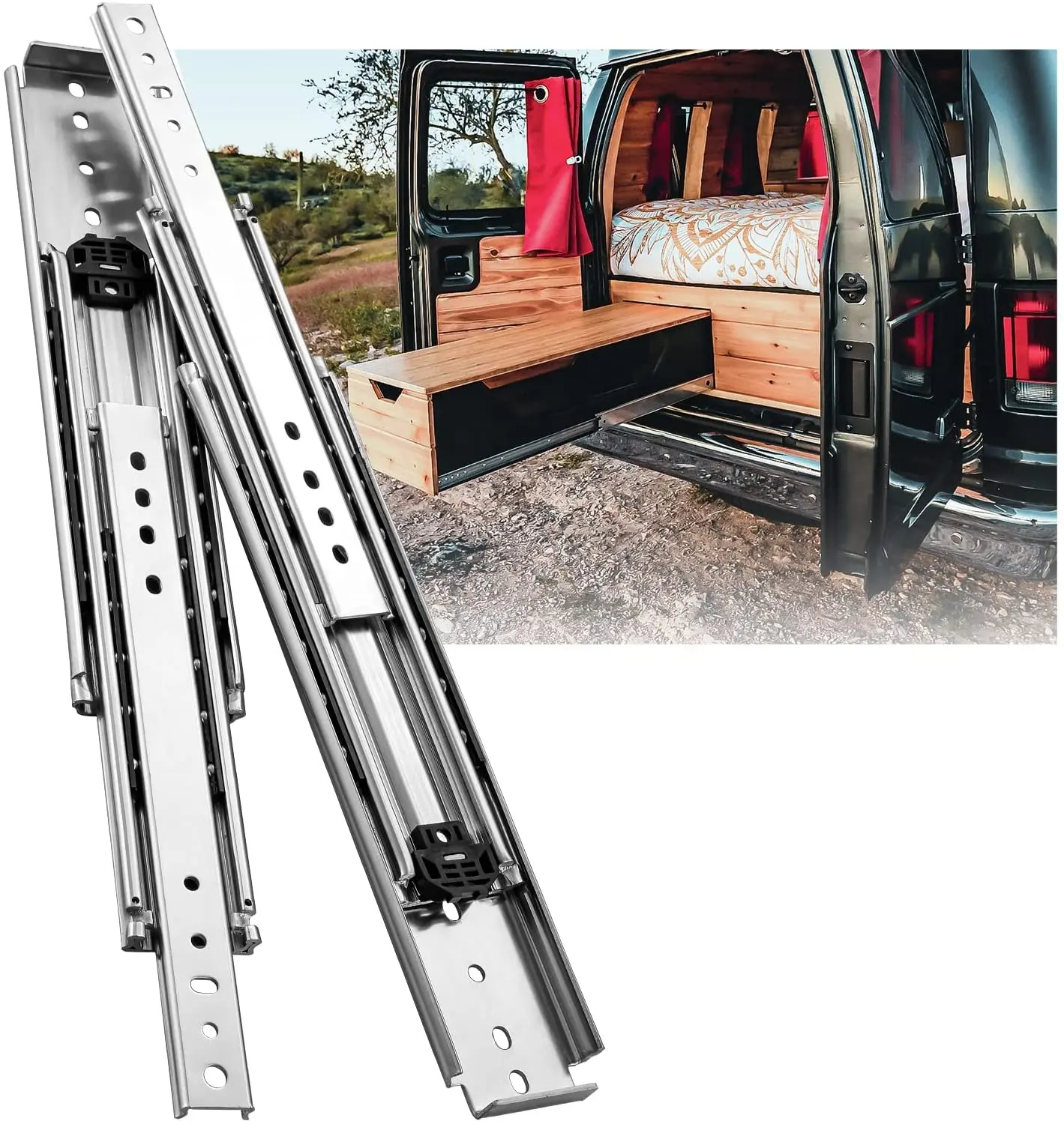 SNEIDA – glissière de tiroir télescopique pour camping-car, roulement à billes robuste de 1500mm, 225kg