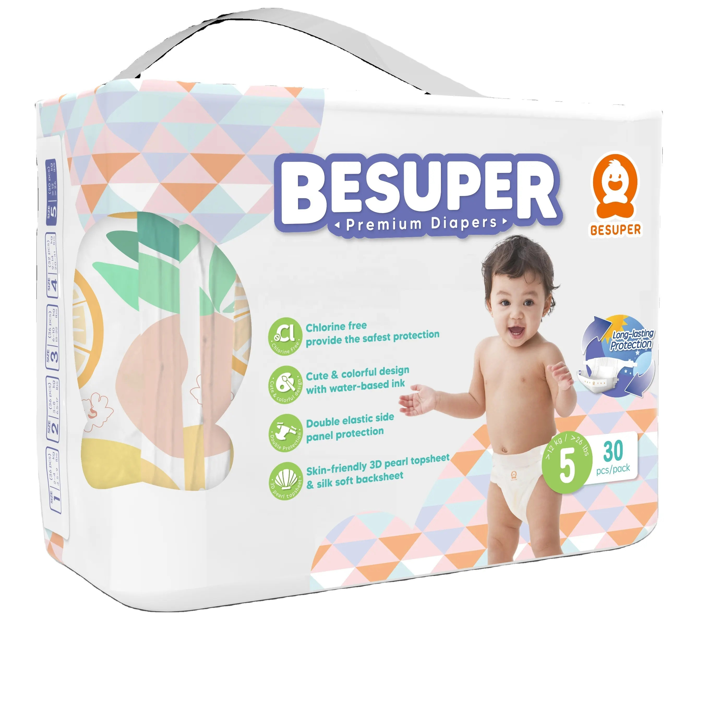 besuper Comfy pampering disposable baby diaper at wholesale price from baby diaper factory