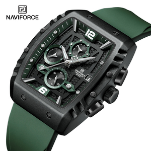 NAVIFORCE新しい8025メンズウォッチスポーツカレンダー腕時計トップブランド高級クロノグラブラバークォーツ男性時計ギフト