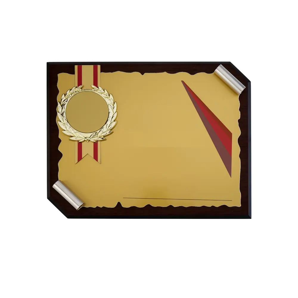 Placa de ouro corporativo martelado de qualidade premium, placa de rolagem para premiada de serviço longo disponível na exportação da índia