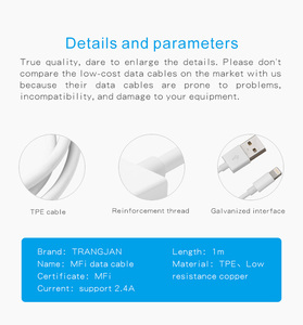 Orijinal yüksek kalite mfi şarj kablosu Rapide şarj 1M 2M 8 Pin Usb a L hızlı şarj kablosu 2A telefon için - Product Image 3