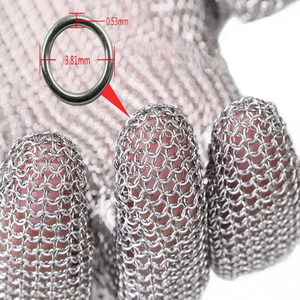 Gıda işlemede el koruması için 5 parmak paslanmaz çelik Chainmail kesmeye dayanıklı eldivenler - Product Image 5